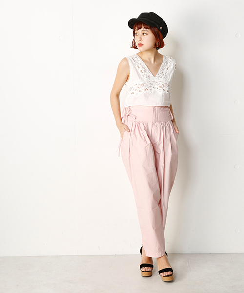 SLY(スライ)の「SIDE RIBBON HW テ-パ-ドPT(その他パンツ・レディース・ライトピンク/ブラック/カーキ・0/2/1)」の3枚目の写真