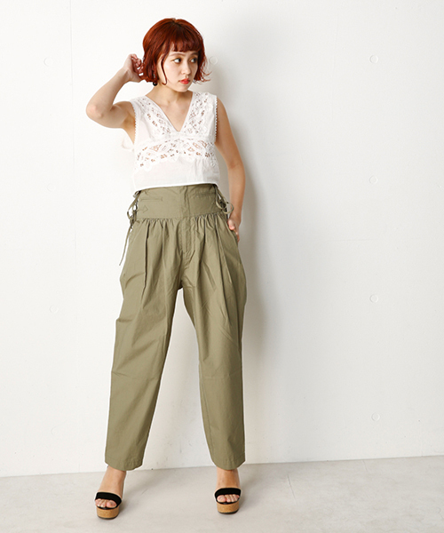 SLY(スライ)の「SIDE RIBBON HW テ-パ-ドPT(その他パンツ・レディース・ライトピンク/ブラック/カーキ・0/2/1)」の1枚目の写真