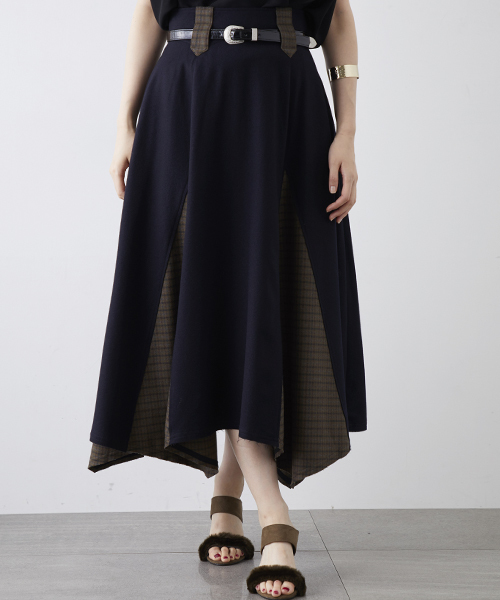 STUDIOUS（ステュディオス）の「コンビネーションフレアチェックスカート（スカート・レディース・イエロー/ネイビー・0/1）」の13枚目の写真