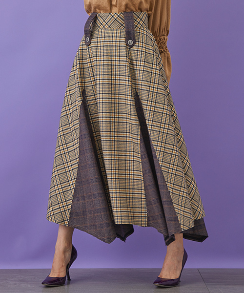 STUDIOUS（ステュディオス）の「コンビネーションフレアチェックスカート（スカート・レディース・イエロー/ネイビー・0/1）」の17枚目の写真