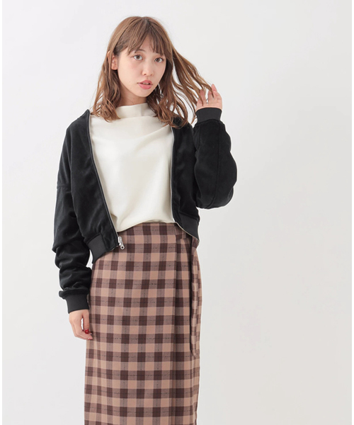earth music&ecology(アースミュージックアンドエコロジー)の「ベロアリバーシブルブルゾン(ブルゾン・レディース・ライトグレー/ネイビー/ピンク/カーキ・L/M/S)」の20枚目の写真