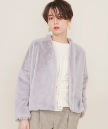 STUDIOUS | 【WEB限定】STUDIOUS スムースファーショートコート【先行予約】(ノーカラージャケット)