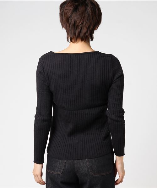 archives（アルシーヴ）の「12Gワイドリブハートネックプルオーバー（ニット/セーター・レディース・ベージュ/パープル/ネイビー/イエロー・MEDIUM）」の7枚目の写真