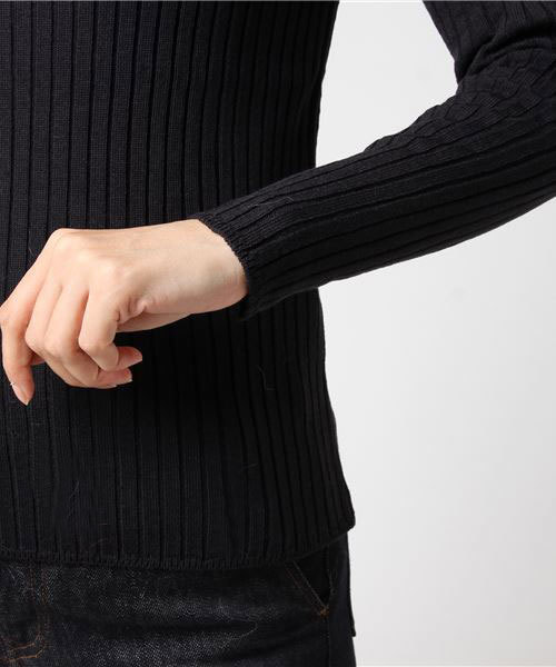 archives（アルシーヴ）の「12Gワイドリブハートネックプルオーバー（ニット/セーター・レディース・ベージュ/パープル/ネイビー/イエロー・MEDIUM）」の6枚目の写真