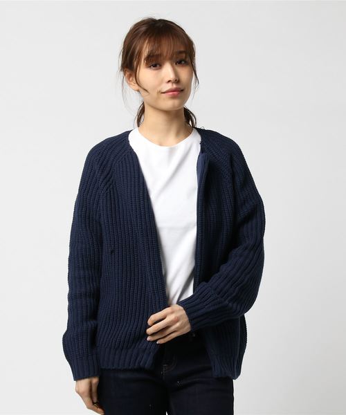 FREE'S MART（フリーズマート）の「クルーニットカーディガン（カーディガン/ボレロ・レディース・ホワイト/ネイビー/ピンク・FREE）」の7枚目の写真