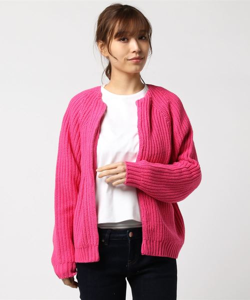 FREE'S MART（フリーズマート）の「クルーニットカーディガン（カーディガン/ボレロ・レディース・ホワイト/ネイビー/ピンク・FREE）」の4枚目の写真