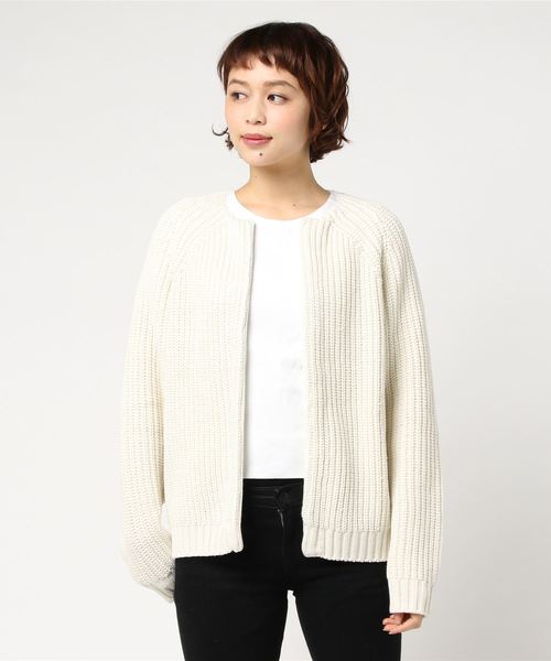 FREE'S MART（フリーズマート）の「クルーニットカーディガン（カーディガン/ボレロ・レディース・ホワイト/ネイビー/ピンク・FREE）」の10枚目の写真