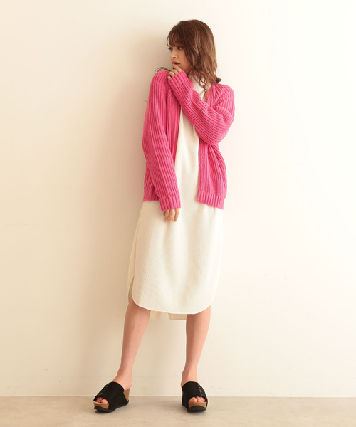 FREE'S MART（フリーズマート）の「クルーニットカーディガン（カーディガン/ボレロ・レディース・ホワイト/ネイビー/ピンク・FREE）」の16枚目の写真