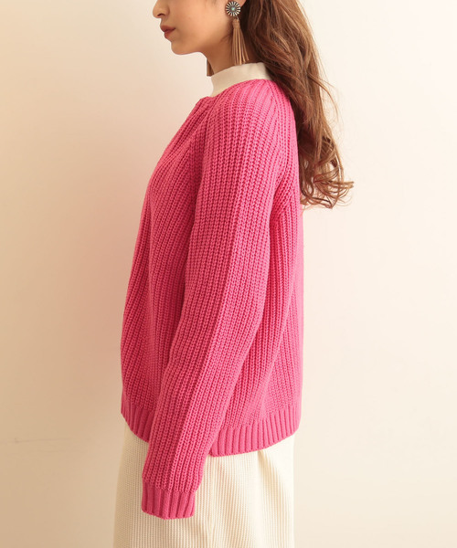 FREE'S MART（フリーズマート）の「クルーニットカーディガン（カーディガン/ボレロ・レディース・ホワイト/ネイビー/ピンク・FREE）」の18枚目の写真