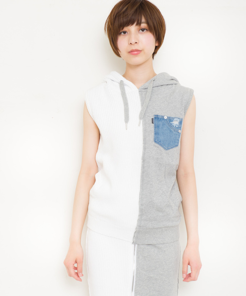 ロジャーアンドロウ　ニットフード付きパーカーグレー ROGER AND RAW（ロジャーアンドロウ）の「Roger&Raw / 畦裏毛