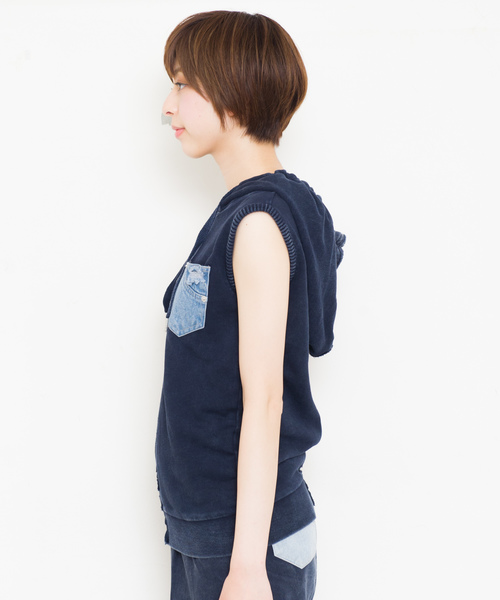 ロジャーアンドロウ　ニットフード付きパーカーグレー ROGER AND RAW（ロジャーアンドロウ）の「Roger&Raw / 畦裏毛