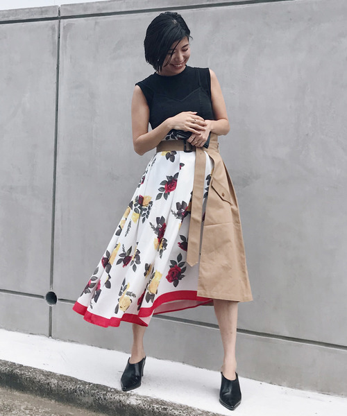 Ameri（アメリ）の「MEDI TRENCH PRINT SKIRT（スカート・レディース・ホワイト・FREE）」の2枚目の写真
