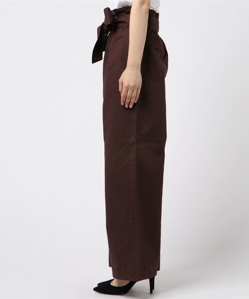 KOBE LETTUCE（コウベレタス）の「リボン付きハイウエストワイドパンツ＊レディース/ガウチョ[M2237]神戸レタス（その他パンツ・レディース・ベージュ/ブラウン/グリーン・FREE）」の4枚目の写真