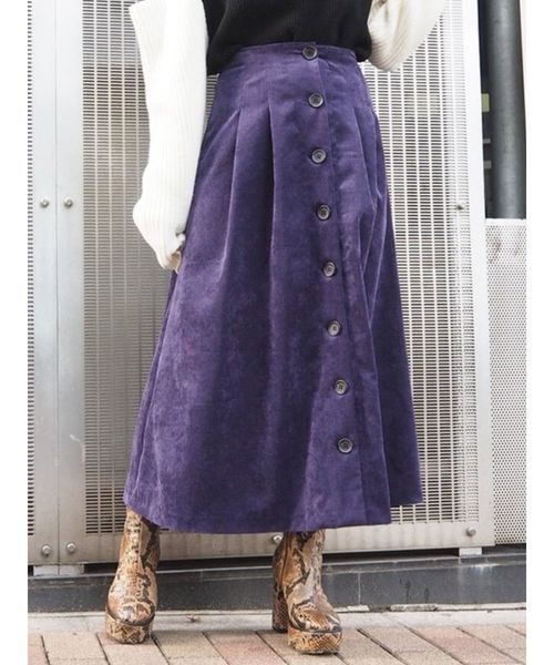 MURUA（ムルーア）の「コーデュロイフレアスカート（スカート・レディース・パープル/その他/その他1・1/2）」の2枚目の写真