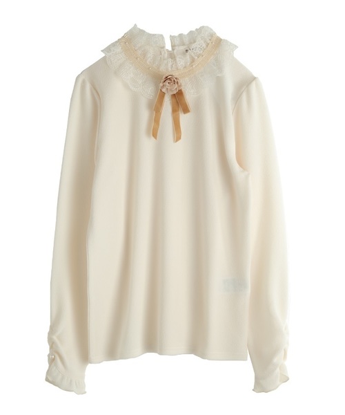 axes femme(アクシーズファム)の「立体バラモチーフプルオーバー(Tシャツ/カットソー・レディース・ブラック/ピンク/キナリ・MEDIUM)」の1枚目の写真