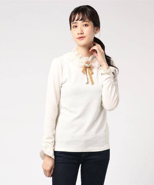 axes femme(アクシーズファム)の「立体バラモチーフプルオーバー(Tシャツ/カットソー・レディース・ブラック/ピンク/キナリ・MEDIUM)」の4枚目の写真