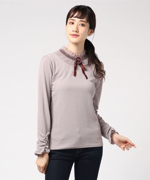 axes femme(アクシーズファム)の「立体バラモチーフプルオーバー(Tシャツ/カットソー・レディース・ブラック/ピンク/キナリ・MEDIUM)」の8枚目の写真