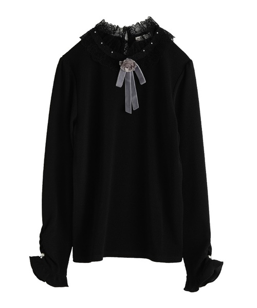axes femme 立体花　立体薔薇　トップス　プルオーバー　Tシャツ　姫 セール】立体バラモチーフプルオーバー（Tシャツ/カットソー