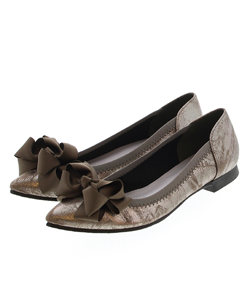 JELLY BEANS（ジェリービーンズ）の「bigリボンバレエシューズ(130-2658)JELLY BEANS(ジェリービーンズ)（バレエシューズ・レディース・ガンメタ/レオパード/ブラック・23.5/23/24.5/22.5/24）」の6枚目の写真