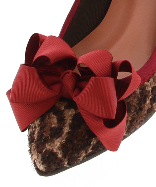 JELLY BEANS（ジェリービーンズ）の「bigリボンバレエシューズ(130-2658)JELLY BEANS(ジェリービーンズ)（バレエシューズ・レディース・ガンメタ/レオパード/ブラック・23.5/23/24.5/22.5/24）」の10枚目の写真