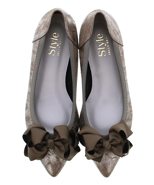 JELLY BEANS（ジェリービーンズ）の「bigリボンバレエシューズ(130-2658)JELLY BEANS(ジェリービーンズ)（バレエシューズ・レディース・ガンメタ/レオパード/ブラック・23.5/23/24.5/22.5/24）」の14枚目の写真