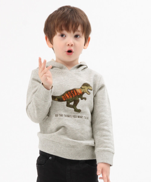 GLOBAL WORK（グローバルワーク）の「【キッズ】プリントスウェットパーカー/797570（パーカー・キッズ・グレー/ブラウン/カーキ/ネイビー/ブラック/グレー系その他6/その他/ホワイト系その他2・SMALL/MEDIUM/LARGE/X-LARGE/XX-LARGE）」の3枚目の写真