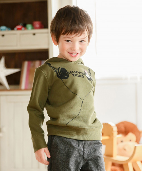 GLOBAL WORK（グローバルワーク）の「【キッズ】プリントスウェットパーカー/797570（パーカー・キッズ・グレー/ブラウン/カーキ/ネイビー/ブラック/グレー系その他6/その他/ホワイト系その他2・SMALL/MEDIUM/LARGE/X-LARGE/XX-LARGE）」の6枚目の写真