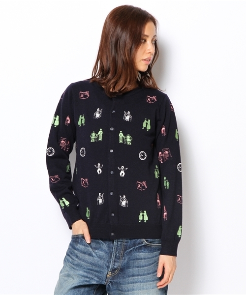 BEAMS BOY(ビームスボーイ)の「BEAMS BOY / 12ゲージ BOY刺繍カーディガン 13FW(カーディガン/ボレロ・レディース・ベージュ/ネイビー・ONE SIZE)」の1枚目の写真