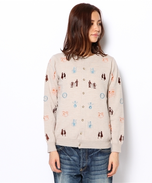 BEAMS BOY(ビームスボーイ)の「BEAMS BOY / 12ゲージ BOY刺繍カーディガン 13FW(カーディガン/ボレロ・レディース・ベージュ/ネイビー・ONE SIZE)」の3枚目の写真