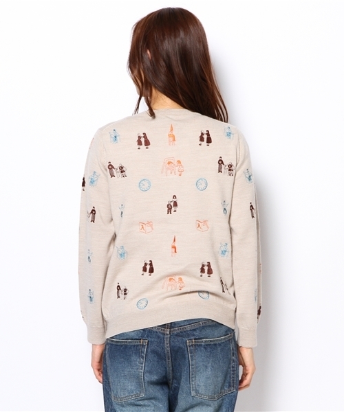 BEAMS BOY(ビームスボーイ)の「BEAMS BOY / 12ゲージ BOY刺繍カーディガン 13FW(カーディガン/ボレロ・レディース・ベージュ/ネイビー・ONE SIZE)」の5枚目の写真