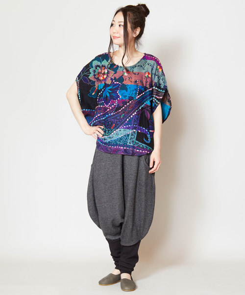 チャイハネ（チャイハネ）の「【チャイハネ】yul 無地バイカラーバルーンパンツ（その他パンツ・レディース・ブラック/カーキ/ワイン・FREE）」の7枚目の写真