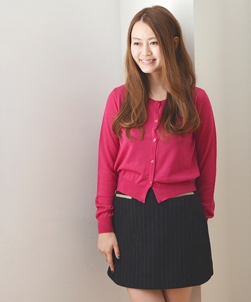 Khaju（カージュ）の「Khaju:カラーニットカーディガン13FW ○（カーディガン/ボレロ・レディース・グレー/ピンクゴールド/ピンク系その他・ONE SIZE）」の2枚目の写真