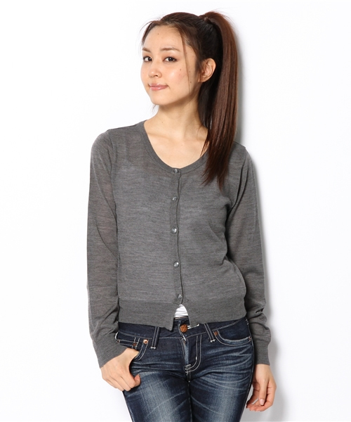 Khaju（カージュ）の「Khaju:カラーニットカーディガン13FW ○（カーディガン/ボレロ・レディース・グレー/ピンクゴールド/ピンク系その他・ONE SIZE）」の12枚目の写真