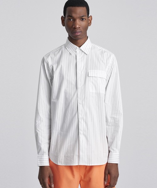 Saturdays NYC(サタデーズ ニューヨークシティ )の「Miro Logo Stripe Long Sleeve Shirt(シャツ/ブラウス・メンズ・ホワイト/レッド/ブラック・S/X-LARGE/M/X-SMALL/L)」の2枚目の写真