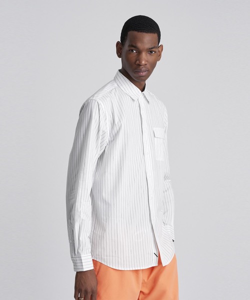 Saturdays NYC(サタデーズ ニューヨークシティ )の「Miro Logo Stripe Long Sleeve Shirt(シャツ/ブラウス・メンズ・ホワイト/レッド/ブラック・S/X-LARGE/M/X-SMALL/L)」の5枚目の写真