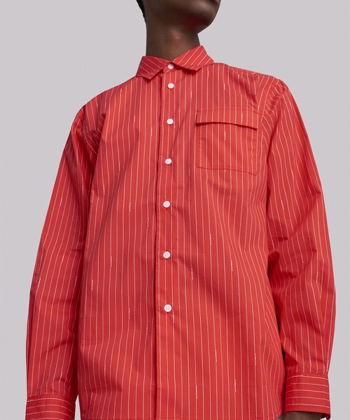 Saturdays NYC(サタデーズ ニューヨークシティ )の「Miro Logo Stripe Long Sleeve Shirt(シャツ/ブラウス・メンズ・ホワイト/レッド/ブラック・S/X-LARGE/M/X-SMALL/L)」の9枚目の写真