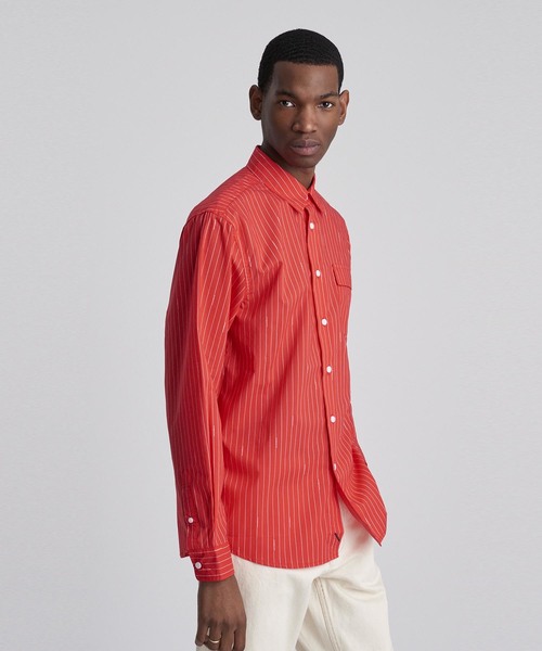 Saturdays NYC(サタデーズ ニューヨークシティ )の「Miro Logo Stripe Long Sleeve Shirt(シャツ/ブラウス・メンズ・ホワイト/レッド/ブラック・S/X-LARGE/M/X-SMALL/L)」の10枚目の写真