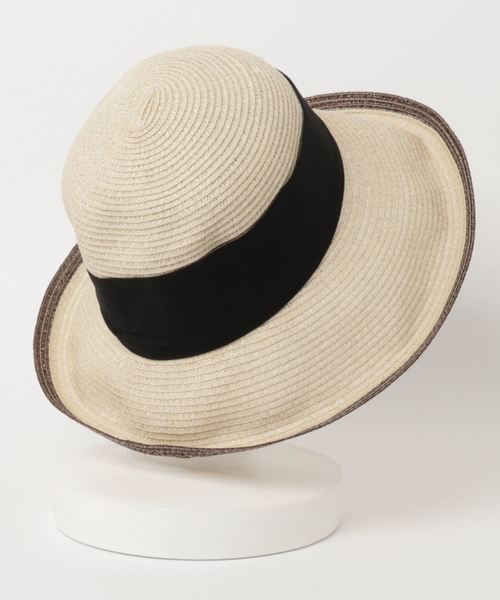 polcadot(ポルカドット)の「チャーム付 ふちライン ペーパーハット/ペーパーキャペリン(ハット・レディース・アイボリー/ブラック/ベージュ・FREE)」の4枚目の写真
