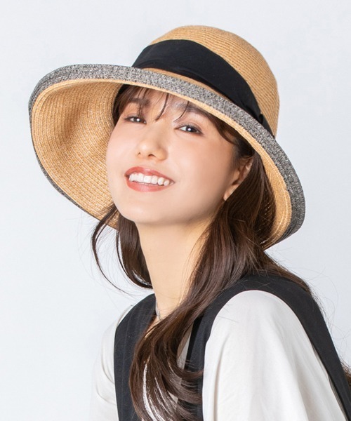 polcadot(ポルカドット)の「チャーム付 ふちライン ペーパーハット/ペーパーキャペリン(ハット・レディース・アイボリー/ブラック/ベージュ・FREE)」の3枚目の写真