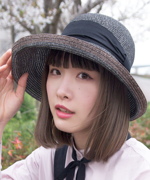 polcadot(ポルカドット)の「チャーム付 ふちライン ペーパーハット/ペーパーキャペリン(ハット・レディース・アイボリー/ブラック/ベージュ・FREE)」の2枚目の写真