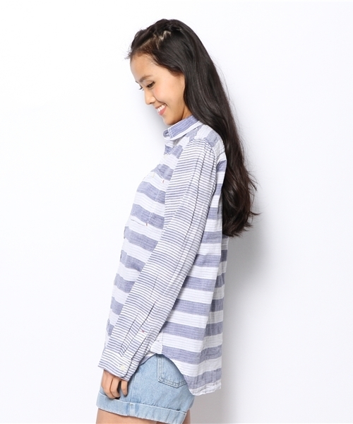 coen(コーエン)の「ダブルガーゼボーダーコンビシャツ(シャツ/ブラウス・レディース・ネイビー/ブラック・MEDIUM/LARGE)」の7枚目の写真