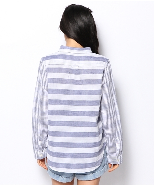 coen(コーエン)の「ダブルガーゼボーダーコンビシャツ(シャツ/ブラウス・レディース・ネイビー/ブラック・MEDIUM/LARGE)」の8枚目の写真