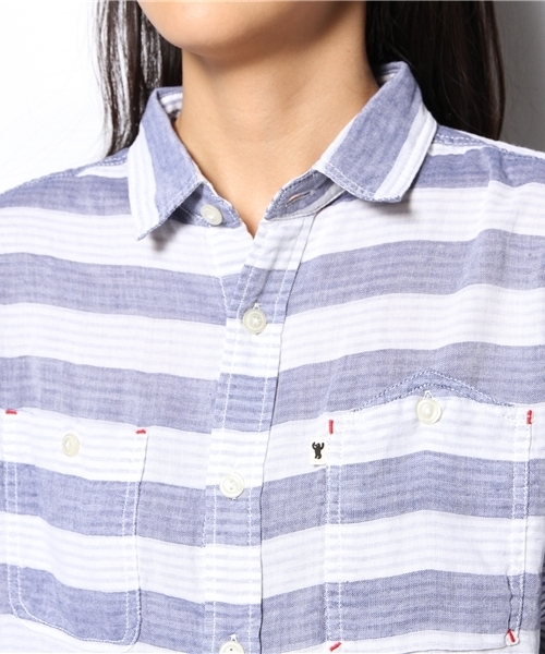 coen(コーエン)の「ダブルガーゼボーダーコンビシャツ(シャツ/ブラウス・レディース・ネイビー/ブラック・MEDIUM/LARGE)」の9枚目の写真