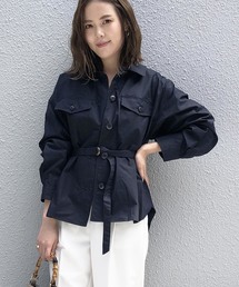 ベルト付きCPOコットンシャツ