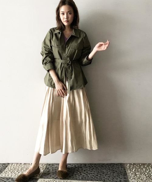 PICCIN（ピッチン）の「ベルト付きCPOコットンシャツ（シャツ/ブラウス・レディース・ネイビー/カーキ/キャメル・MEDIUM）」の14枚目の写真