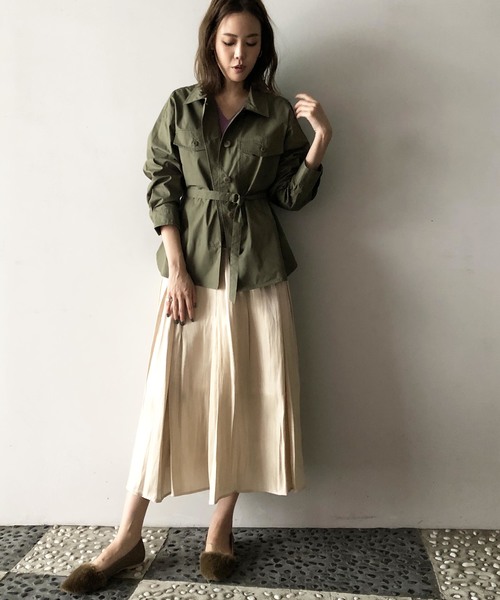 PICCIN（ピッチン）の「ベルト付きCPOコットンシャツ（シャツ/ブラウス・レディース・ネイビー/カーキ/キャメル・MEDIUM）」の13枚目の写真