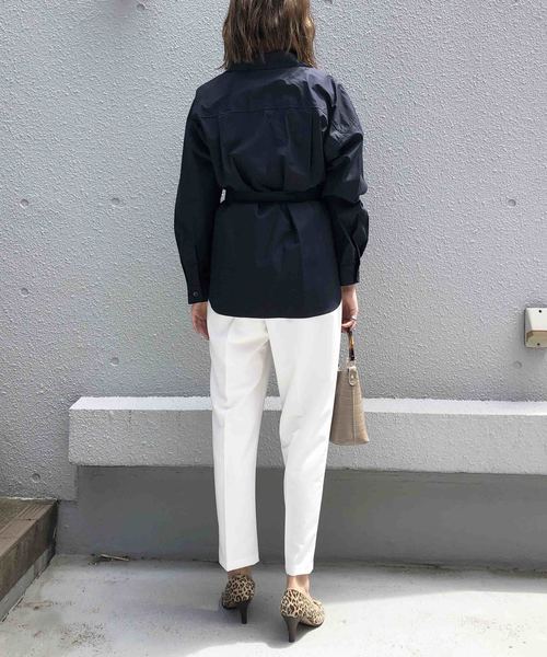 PICCIN（ピッチン）の「ベルト付きCPOコットンシャツ（シャツ/ブラウス・レディース・ネイビー/カーキ/キャメル・MEDIUM）」の7枚目の写真