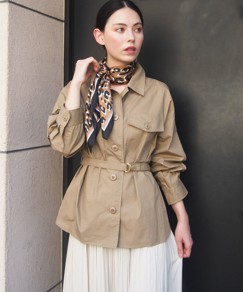 PICCIN（ピッチン）の「ベルト付きCPOコットンシャツ（シャツ/ブラウス・レディース・ネイビー/カーキ/キャメル・MEDIUM）」の5枚目の写真