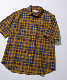 美品【アダムエロペ】オーバーサイズ ペイズリー 半袖シャツ 総柄 M 茶ブラウン ADAM ET ROPE'（アダムエロペ）の「チェック オーバーサイズ