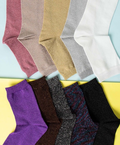 WEGO（ウィゴー）の「WEGO/ラメソックス（ソックス/靴下・レディース・ブラック/ベージュ/パープル/ブラウン/シルバー/ゴールド/その他1/ブラック系その他/ライトピンク/ホワイト・FREE）」の17枚目の写真